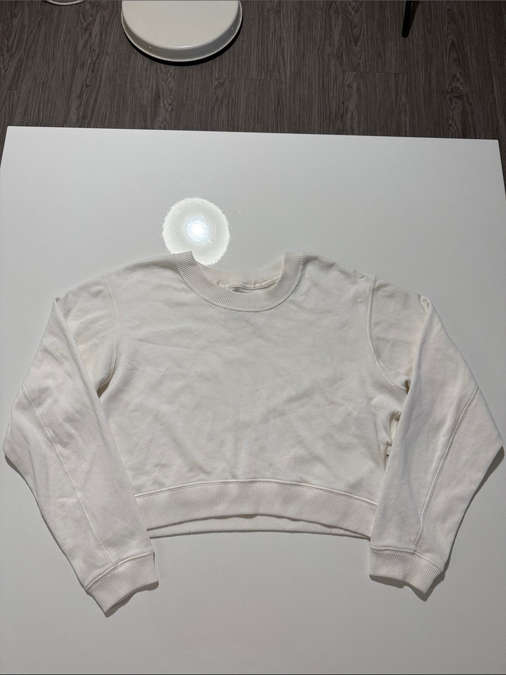 Abercrombie & Fitch Cream Cropped Crewneck Sweatshirt Sz S